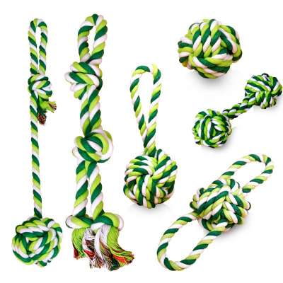 Pet Supply Dog Toys Dogs Chew Teeth Clean Outdoor Training Fun Playing Green Rope Ball Toy For Large Small Dog Cat