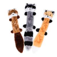 No Stuffing Squeaky Plush Dog Toy Crinkle Dog Toy Fox Raccoon and Squirrel