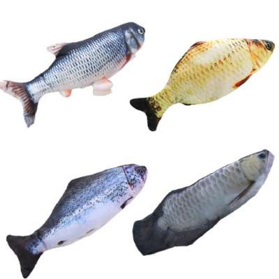 2020 Wholesale Amazon Best Plush Fish Toy USB Electric Simulation Doll Interactive Floppy Cat Toy electric fish