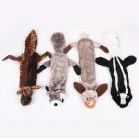 New Design No Stuffing Wolf Animal Stuffless Plush Dog Toy Chew with Squeakers