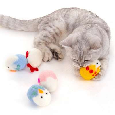 100% Wool Animal Cat Toys for Cats and Kittens, Handmade Colorful Eco-Friendly Cat Wool with Catnip